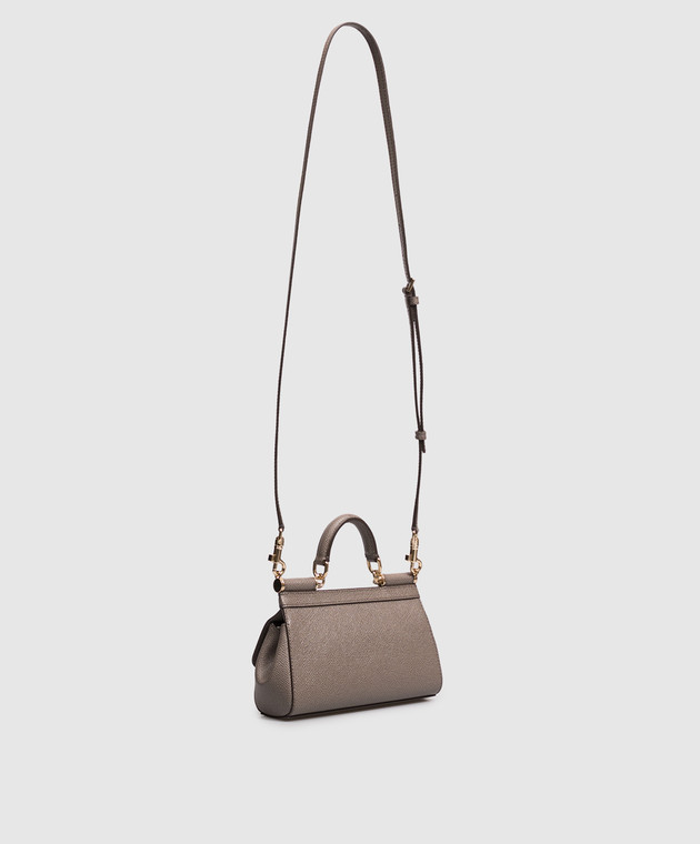 Dolce&Gabbana Коричнева шкіряна сумка-міні Sicily з логотипом BB7116B1001 зображення 3