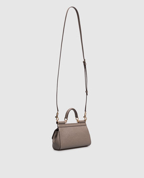 Dolce&Gabbana Коричнева шкіряна сумка-міні Sicily з логотипом BB7116B1001
