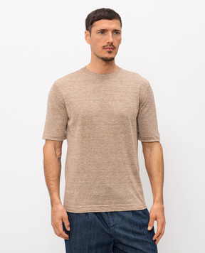 Cashmere&Whiskey Бежевая футболка из льна и шелка M54268085