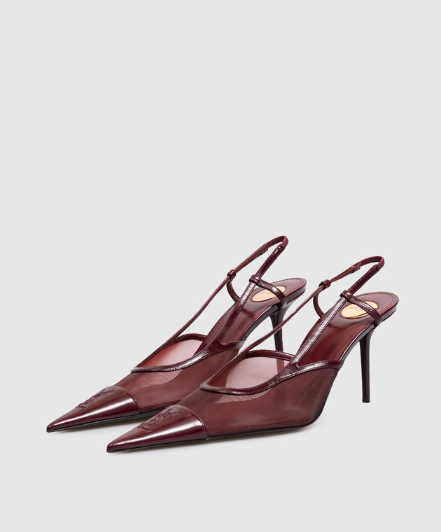 Saint Laurent Бордовые слингбеки RENÉE с монограммой Cassandre 869662AAGMC изображение 2