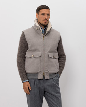 Brunello Cucinelli Сірий пуховий жилет з вовни MM4701624