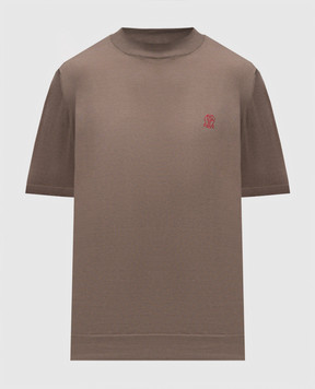 Brunello Cucinelli Коричневые футболки с вышивкой эмблемы M29800104