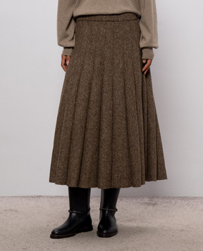 Brunello Cucinelli Коричневая юбка с шерстью MD002G4092