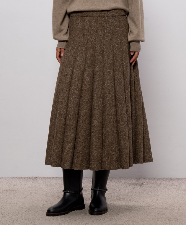 Brunello Cucinelli Коричневая юбка с шерстью MD002G4092 изображение 3