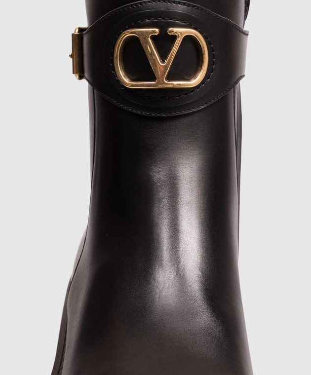 Valentino Чорні шкіряні черевики з фактурною емблемою 9W2S0MT5BEK зображення 5