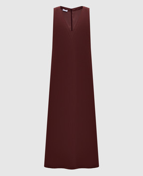 Brunello Cucinelli Бордова сукня з льоном MH126A4812