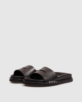 JW Anderson Чорні шкіряні шльопанці Fussbett SL0017LA0232