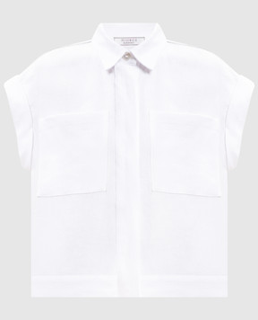 Peserico Біла сорочка з льону з короткимм рукавами S0316602606