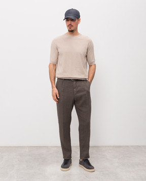 Peserico Коричневые брюки из льна R54274T00D02494