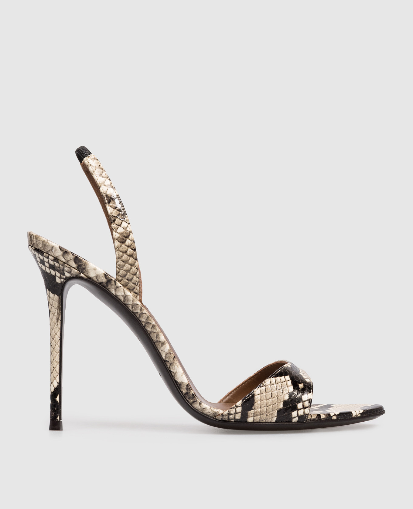 

Бежевые кожаные босоножки Clandestino в принт питона, Бежевый, Босоножки