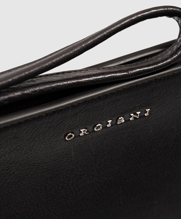Orciani Черный кожаный клатч с фактурным логотипом SU0201LGN изображение 4