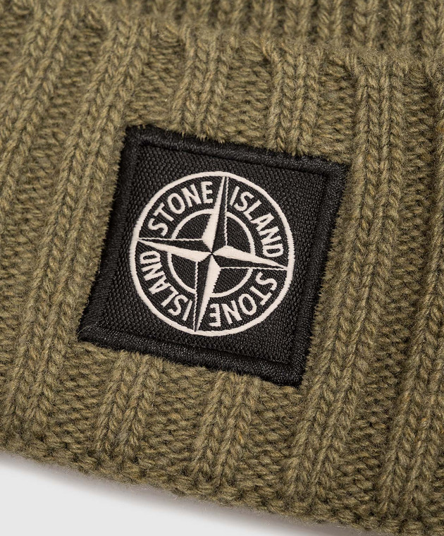 Stone Island Детская зеленая шапка с шерстью и кашемиром L2S16N100003S00M3 изображение 3