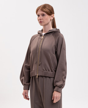Moncler Коричневая спортивная куртка с нашивкой логотипа L20938G0001389A66