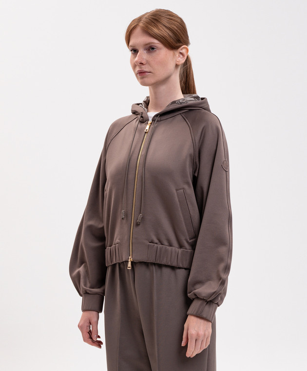 Moncler Коричневая спортивная куртка с нашивкой логотипа L20938G0001389A66 изображение 3