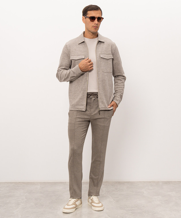 Doriani Cashmere Бежева сорочка з вовни на блискавці 876TJ3 зображення 2