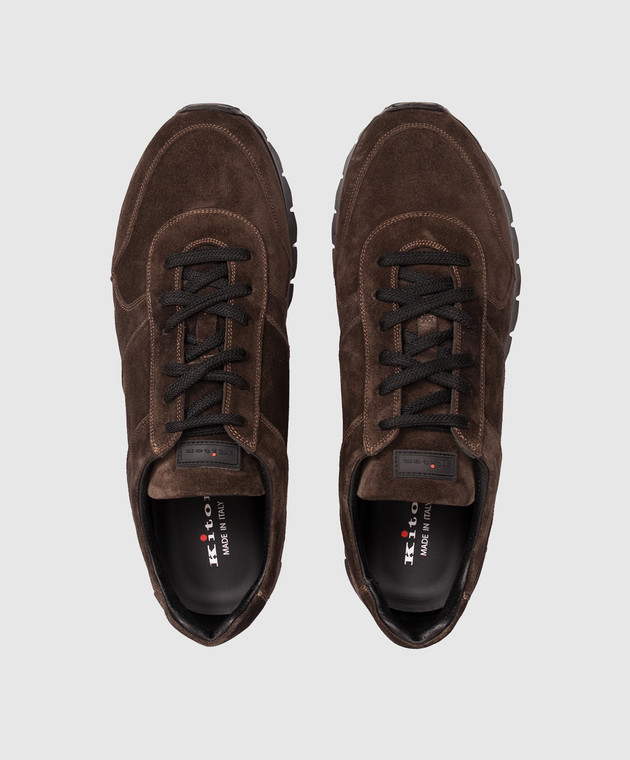 Kiton Коричневые замшевые кроссовки USSA114N01490 изображение 4
