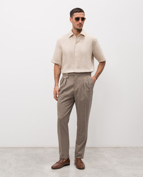 Agnona Бежева сорочка з льону TD09U5YU3049