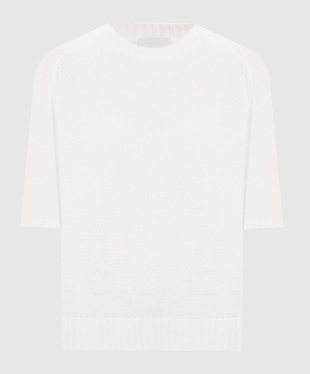 Allude Светр кольору айворі з короткими рукавами з кашеміру 26511152