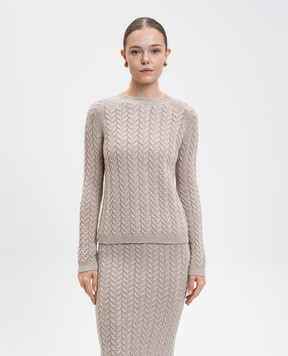 Max Mara Бежевий светр Eliane з вовни та кашеміру у візерунок ELIANE