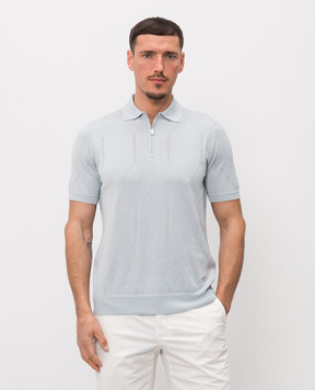 Enrico Mandelli Блакитне поло з геометричним візерунком 3K007A5645