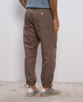 Brunello Cucinelli Коричневые брюки с льном MH255S2470