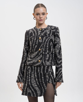 PUCCI Чорний жакет з вовною в брендовий візерунок з паєтками 5URB305U701