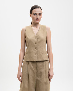 Max Mara Коричневый жилет CARNET из льна MSTCARNET