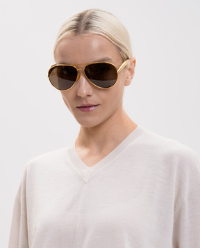 Bottega Veneta Золотисті сонцезахисні окуляри-авіатори Sardine 779517V4450