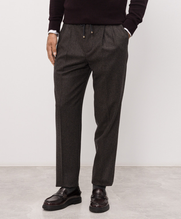 Brunello Cucinelli Штани коричневого кольору з вовни M038PE1710 зображення 3
