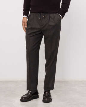 Brunello Cucinelli Брюки коричневого цвета из шерсти M038PE1710