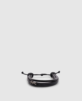 Saint Laurent Черный кожаный браслет CASSANDRE 820441AAEKE