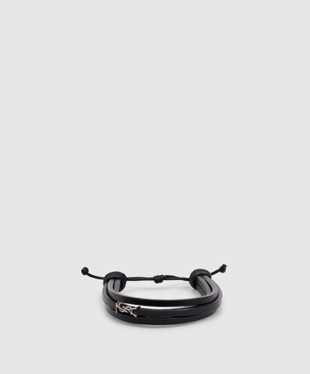 Saint Laurent Черный кожаный браслет CASSANDRE 820441AAEKE