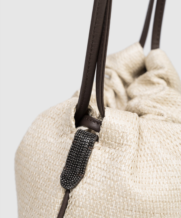 Brunello Cucinelli Бежева сумка-кісет з рафії MB72D2808 зображення 4