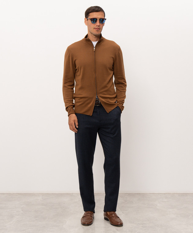 Canali Кардиган коричневого кольору з вовни MK01149C0022 зображення 2
