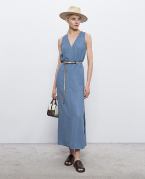 Brunello Cucinelli Блакитна сукня з льоном MH126A4812
