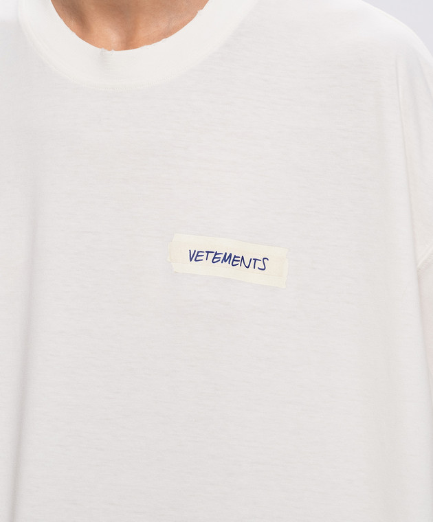 Vetements Футболка кольору айворі з принтом напису MH27TR148Ww зображення 4
