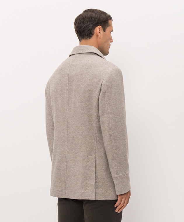 Brunello Cucinelli Сіре двобортне пальто з кашеміру MT4017008K зображення 4