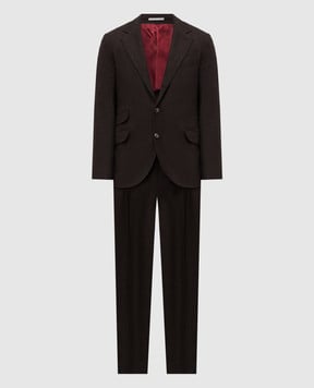 Brunello Cucinelli Коричневий костюм з кашеміру в клітинку MV412LDWM7