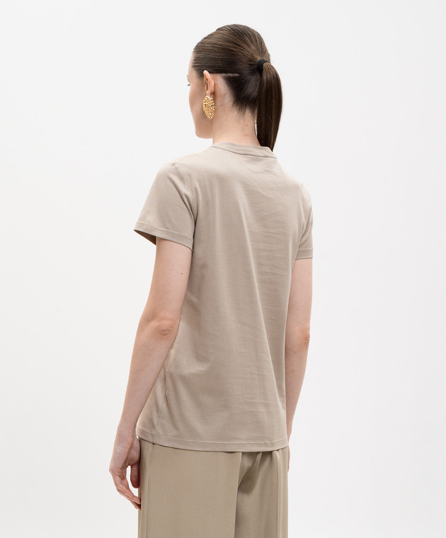 Max Mara Бежевая футболка GIOVANE с вышивкой MXMGIOVANE изображение 4
