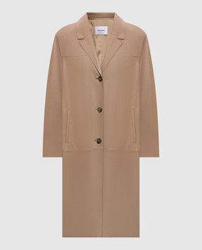 Yves Salomon Бежеве шкіряне пальто 26EYM20310APXX