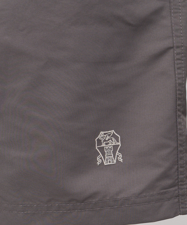 Brunello Cucinelli Серые шорты для плавания с вышивкой эмблемы MW817043 изображение 4