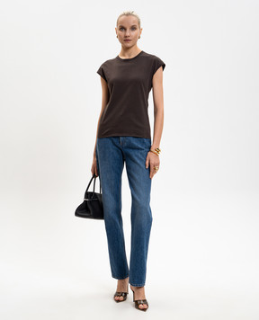 Tom Ford Коричневий топ з вишивкою монограми логотипа TSJ630JEX190