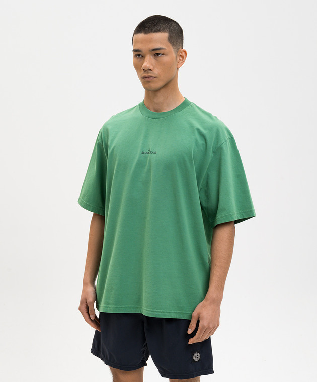 Stone Island Зеленая футболка с принтом логотипа L1S152100002S0364 изображение 3