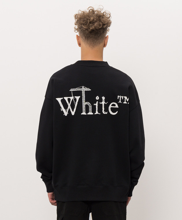 Off-White Чорний світшот з контрастним принтом логотипа 44MBA054F26F006 зображення 4