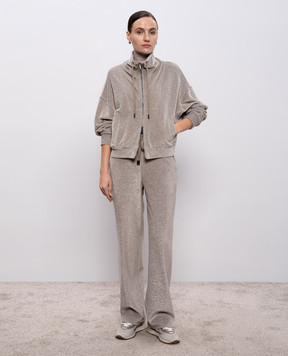 Peserico Бежева велюрова спортивна куртка з люрексом S12502J005008