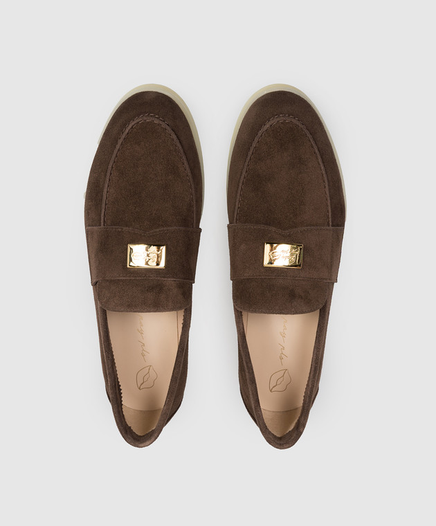 Babe Pay Pls Коричневі замшеві лофери з гравіюванням логотипа 218108ZA зображення 4
