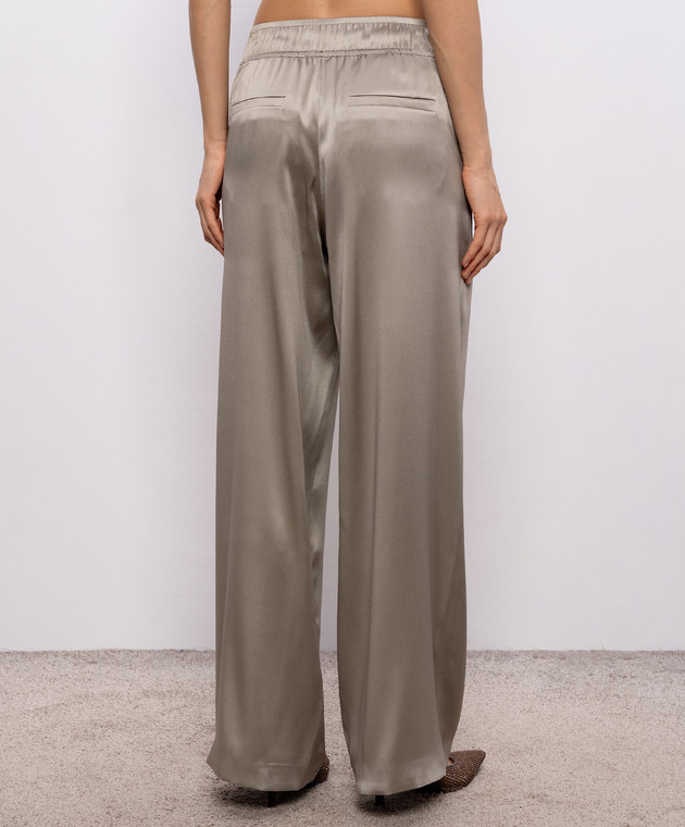 Brunello Cucinelli Штани кольору хакі із шовку M0C59P8942 зображення 4