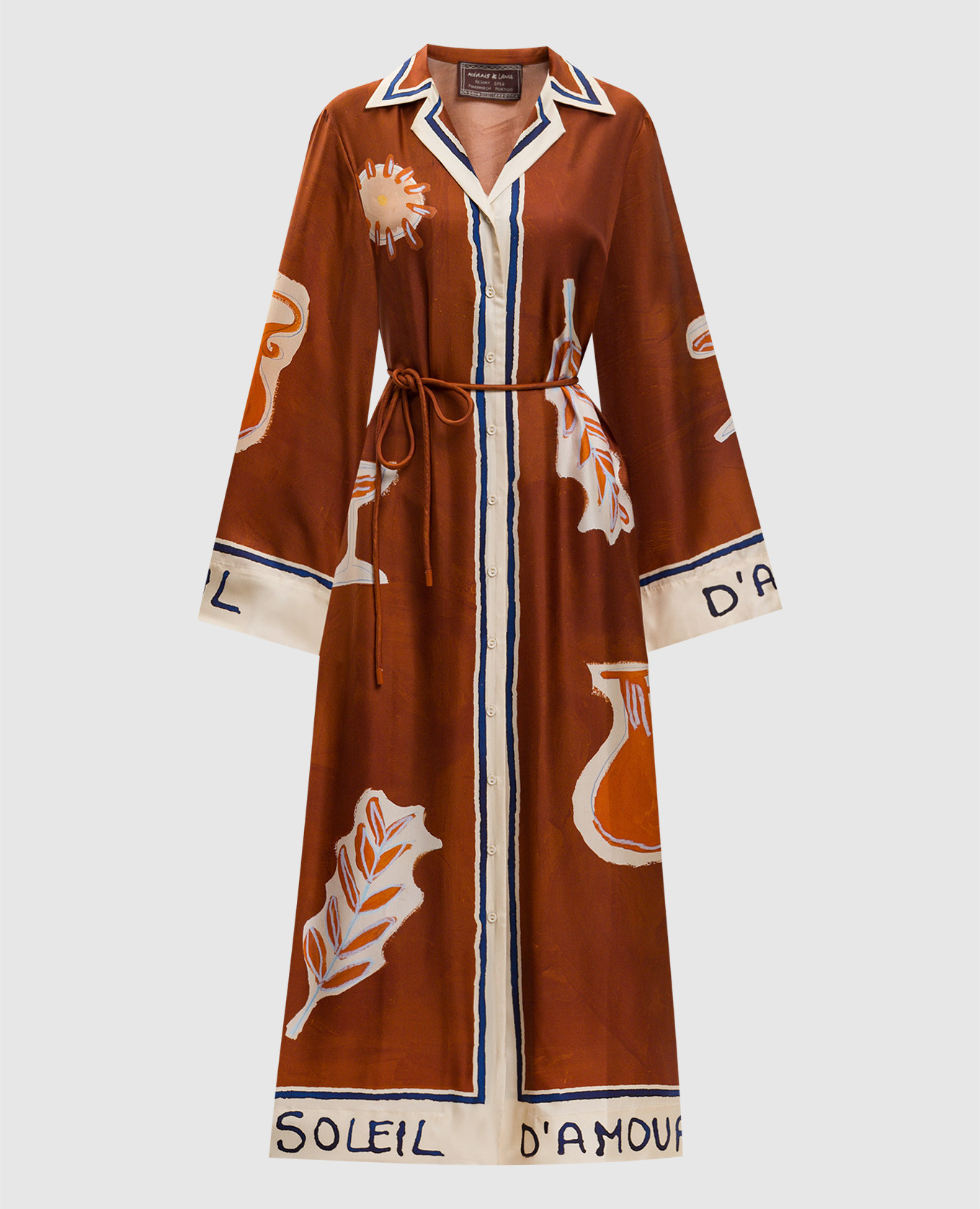 

Коричневое платье-рубашка Soleil D'Amour из шелка, Коричневый, Повседневные платья