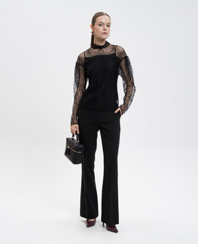 Twinset Черная блузка из кружева с логотипом 252TT2264