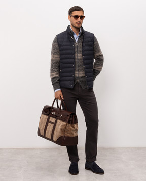 Brunello Cucinelli Темно-коричневі джинси з вишивкою емблеми M277PB3210